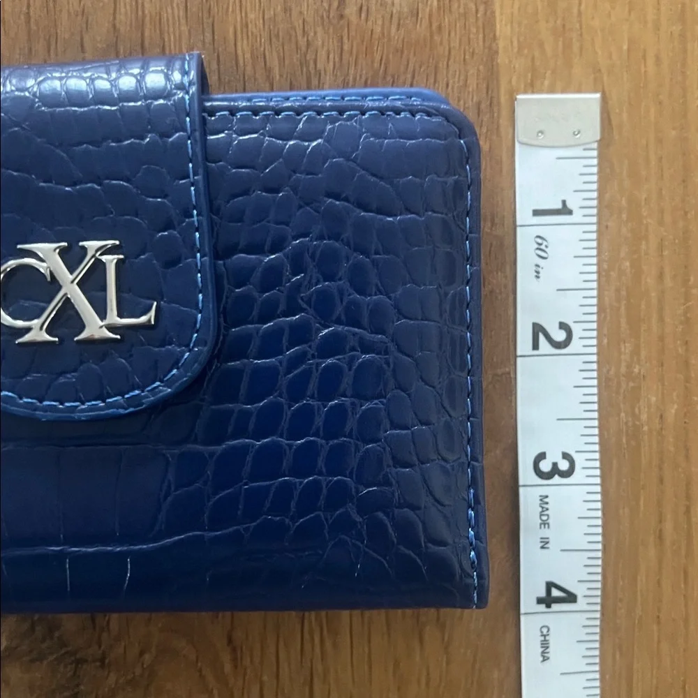 NWT CXL by Christian Lacroix Blue Croc-Embossed Faux Leather Bifold Wallet NWT - Picture 9 of 11